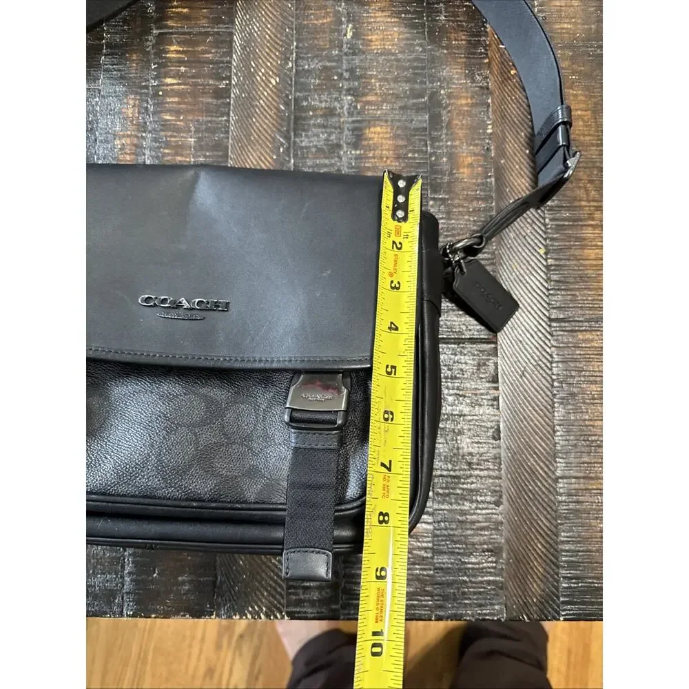 COACH Racer Messenger Bag In Signature Canvas & Leather CT716 Charcoal/Black